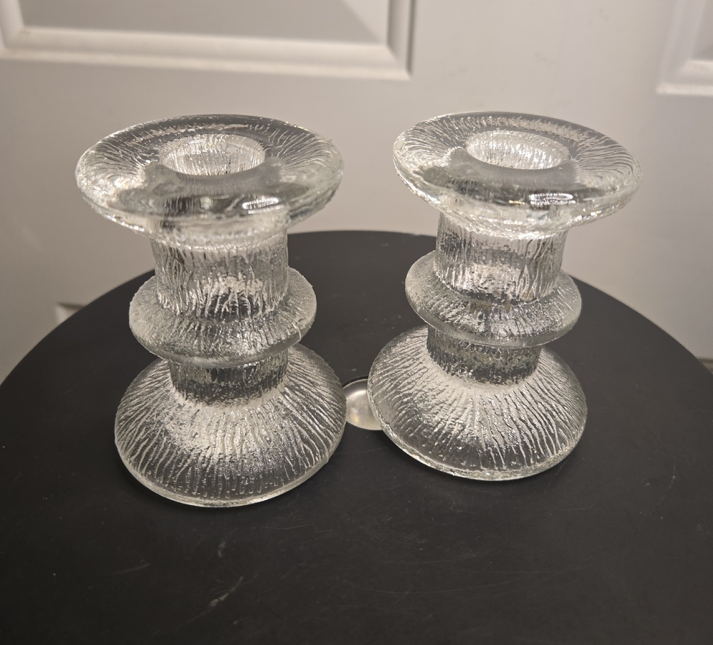 Iittala MCM Glass Candle Holders Set Of 2